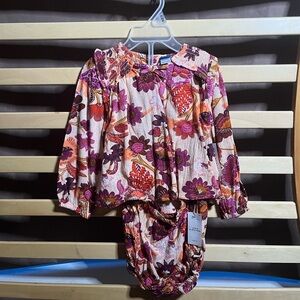 NWT Old Navy Baby Girl Long Sleeve Blouse + Bloomers – 18–24M
